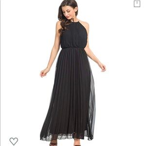 NWT Persun Black Chiffon Pleated Dress